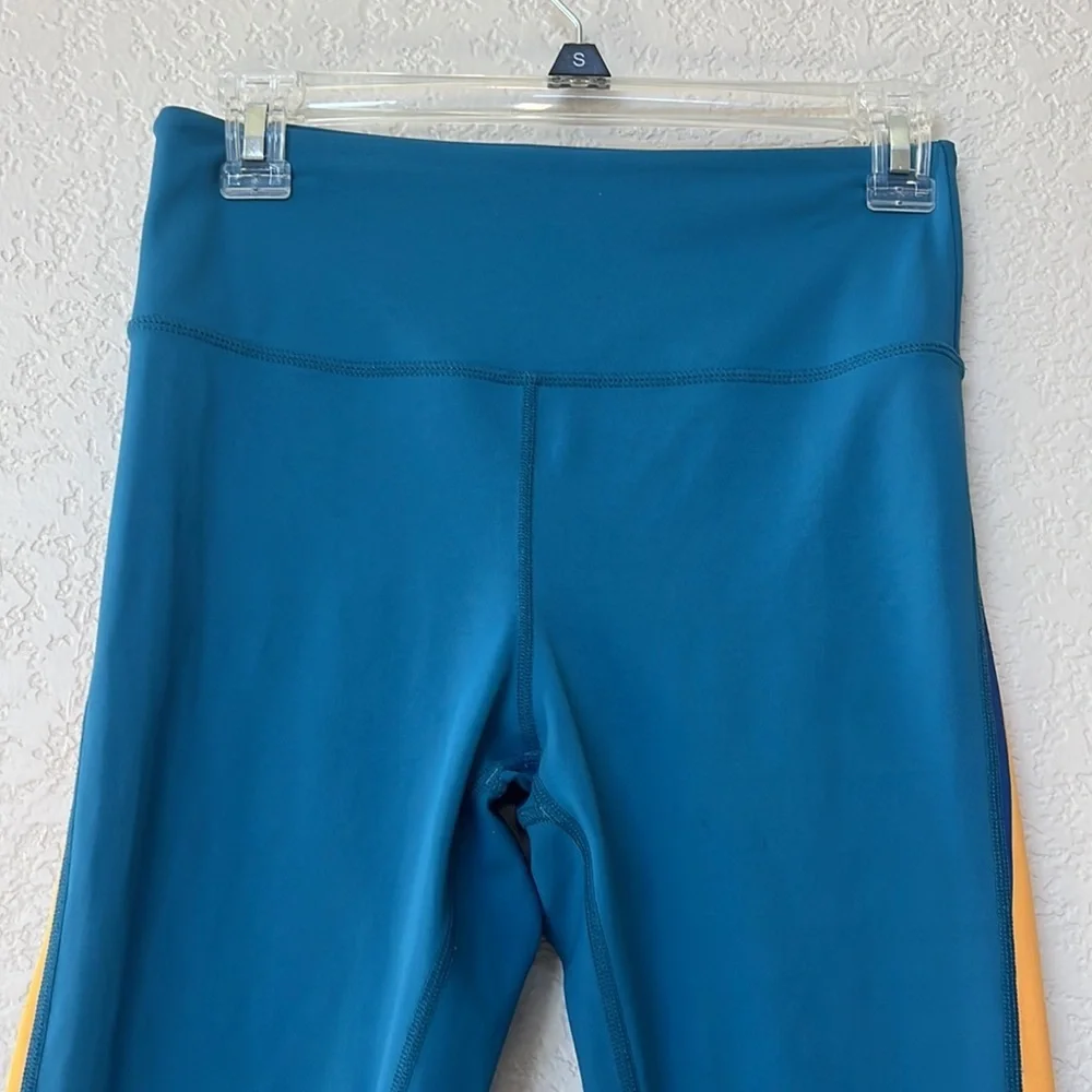 Zyia Janis Legging Active wear Side Stripe Yellow and Blue size 6/8 - Picture 4 of 12